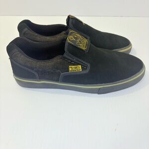 NSS Nice Skate Shoe Jim Gagne Black Slip On Sneakers W/Yellow Details Sz10 Y2K